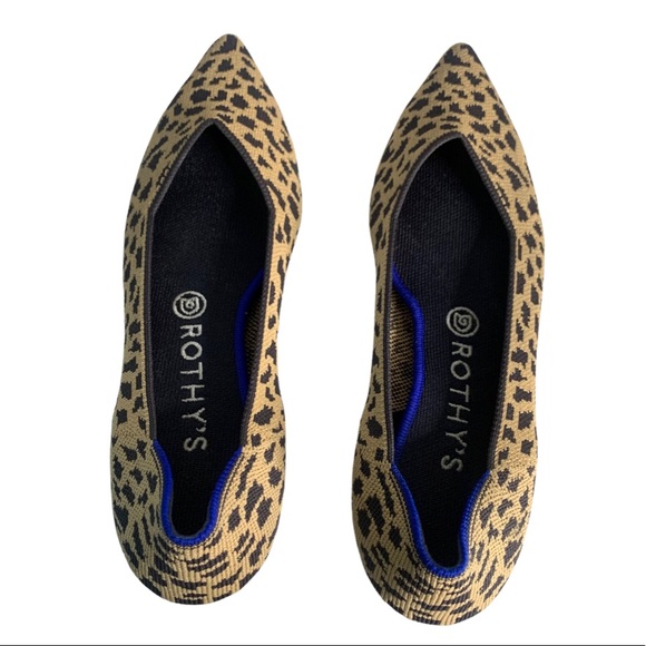 Rothy’s The Point Leopard Print Retired Brown Tan Leopard Flats Shoes Size 9.5 - Picture 11 of 11